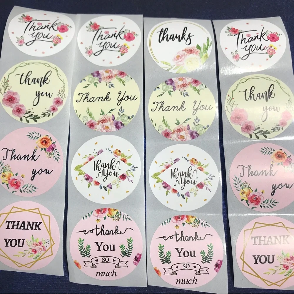 200 thank you stickers 8 designs size 1.5